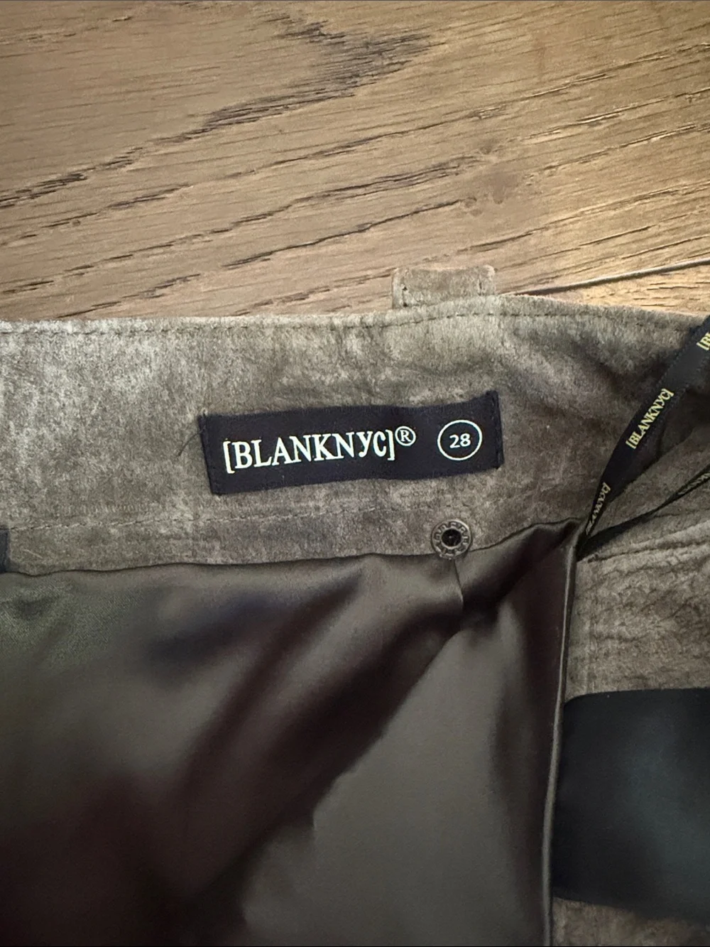 BlankNYC Taupe Suede Zip-Front Mini Skirt